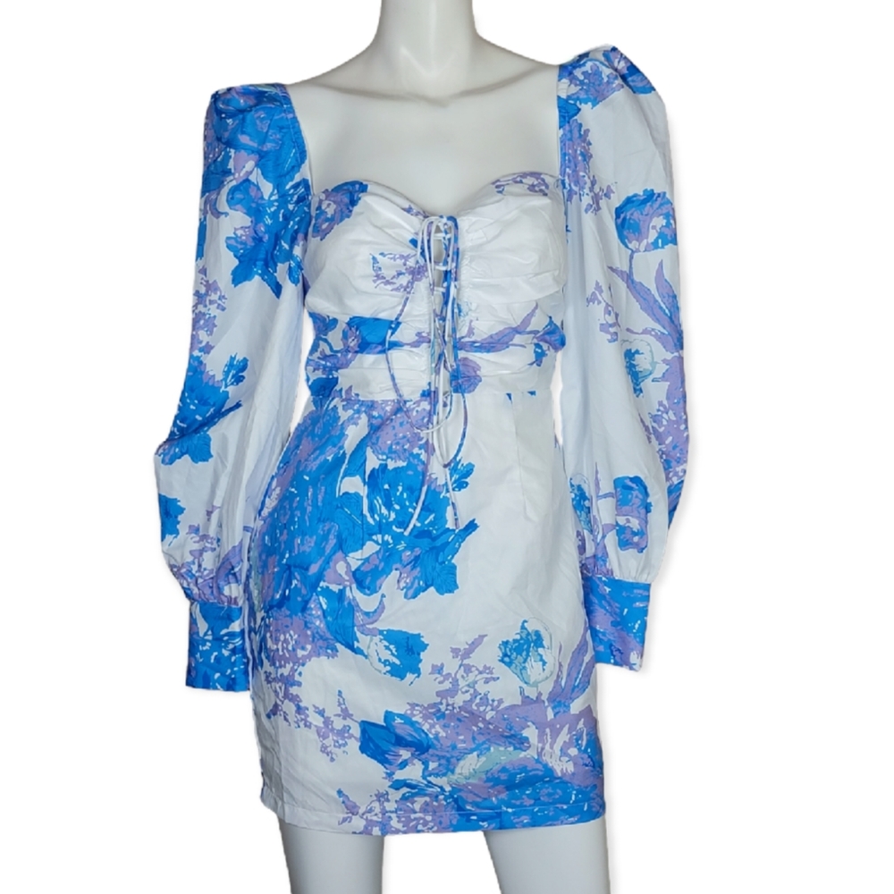 Banjul White Iris Corset Bust Sheath Dress, Like New, Size Small